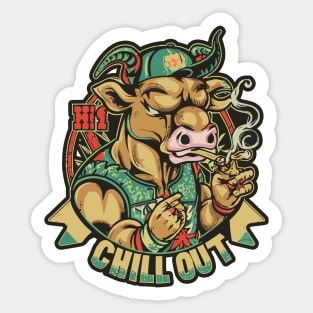 Urban Style Bull with Chill Out Phrase Sticker